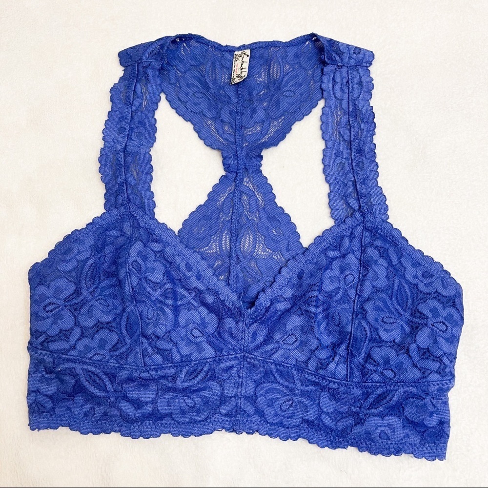 Free People Lace Racerback Bralette Blue